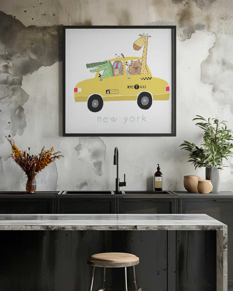 Jungle Animals in a Yellow Taxi in New York by Carla Daly