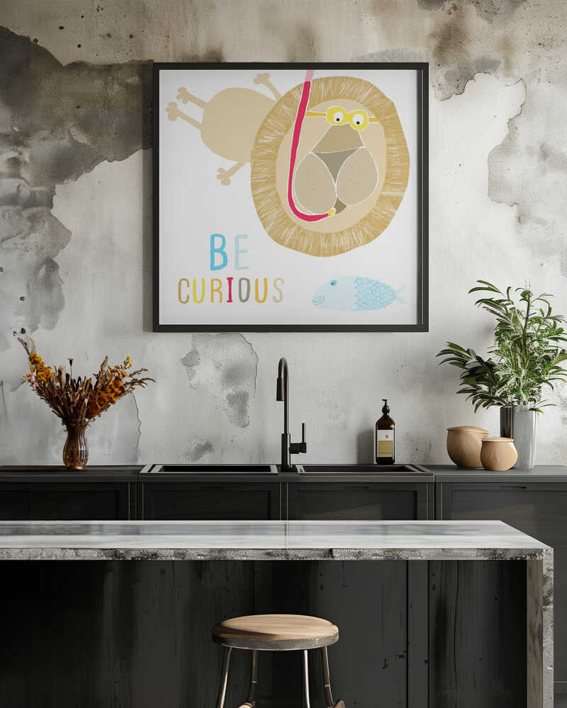 Be Curious! Cute Lion Snorkelling with the Fish by Illustrator Carla Daly