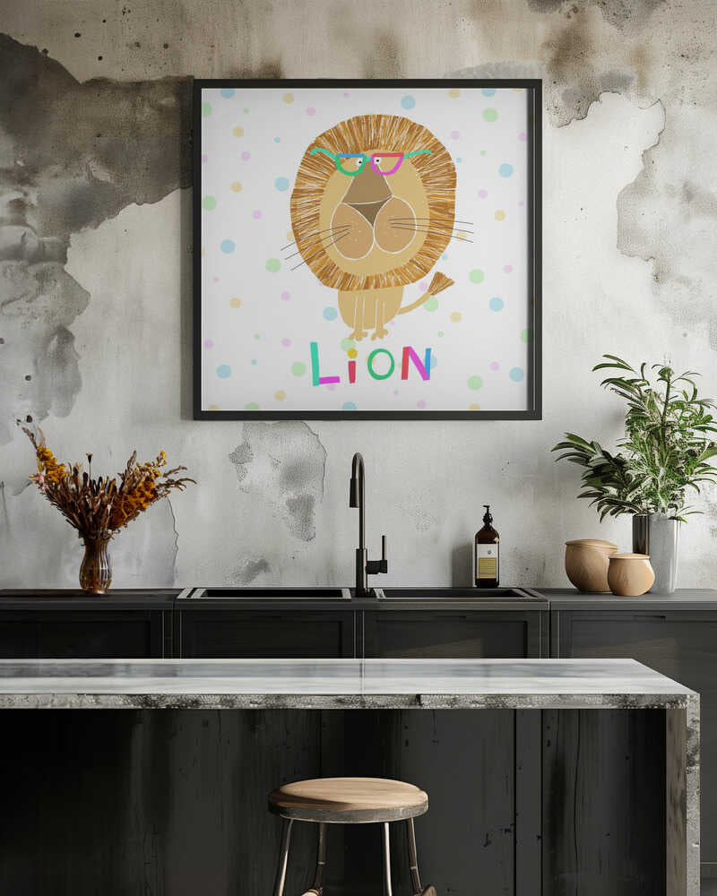 Funny Lion Wearing Glasses by Artist Carla Daly