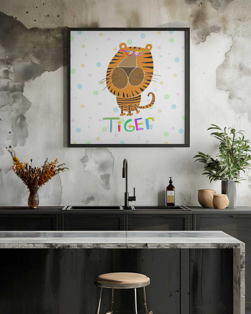 Happy Tiger Wearing Glasses by Illustrator Carla Daly