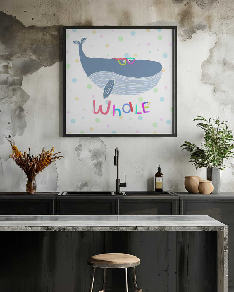 Cute Whale Wearing Colorful Glasses by Illustrator Carla Daly