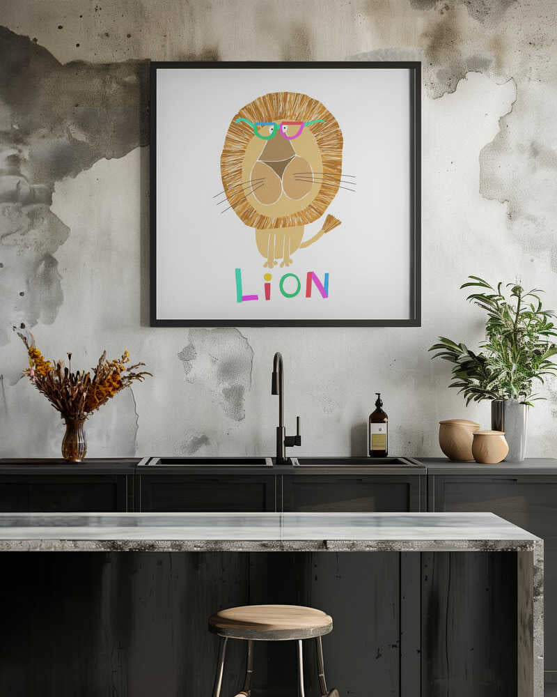 Funny Lion Wearing Glasses by Artist Carla Daly