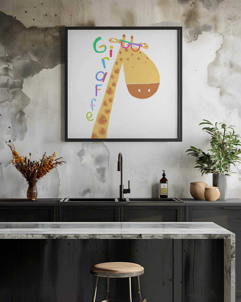 Cute Giraffe Wearing Glasses with Colorful Text by Carla Daly