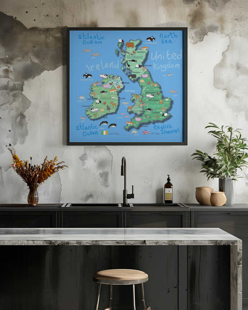 Illustrated Map of Ireland with Funny Animals by Artist Carla Daly