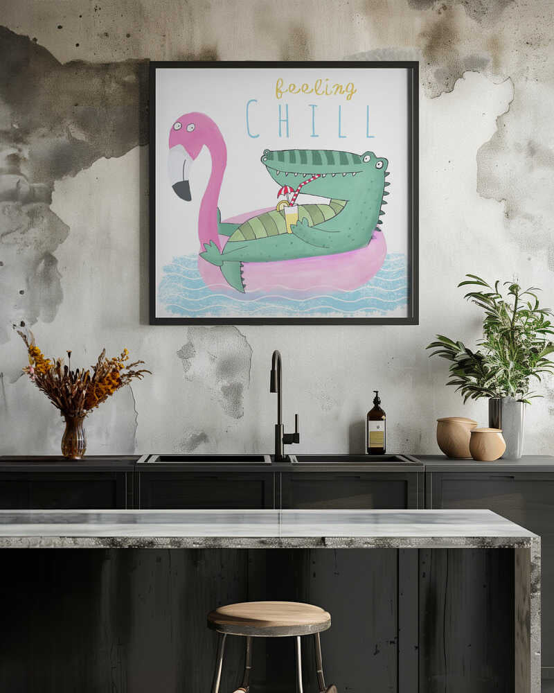 Felling Chill Funny Crocodile on a Flamingo Float