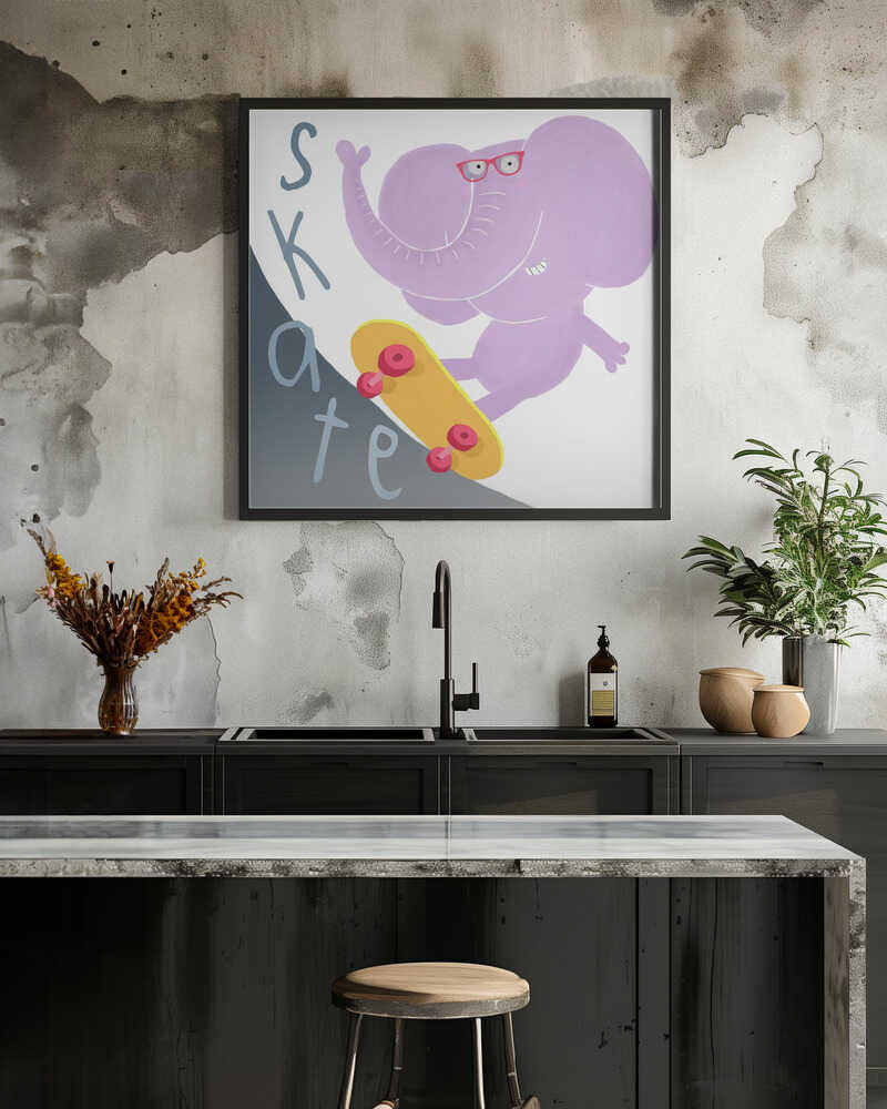 Skate! Cool Elephant at the Skate Park by Artist Carla Daly