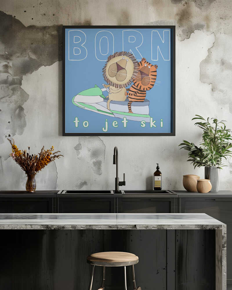 Born To Jet Ski! Funny Lion and Tiger on a Jet Ski by Carla Daly