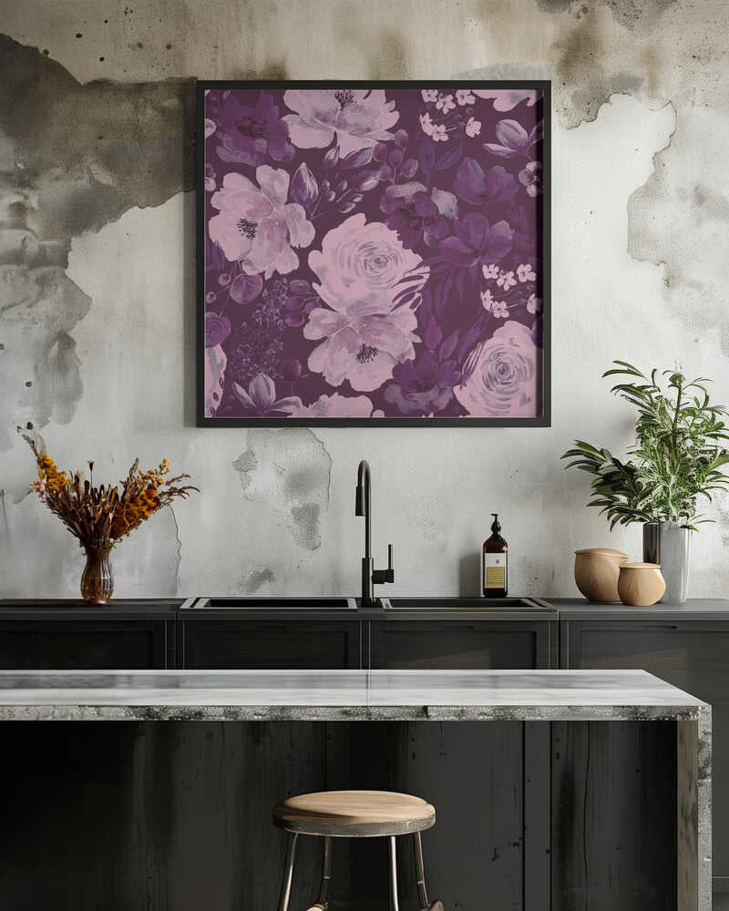 Floral Chaos Watercolor Pattern purple