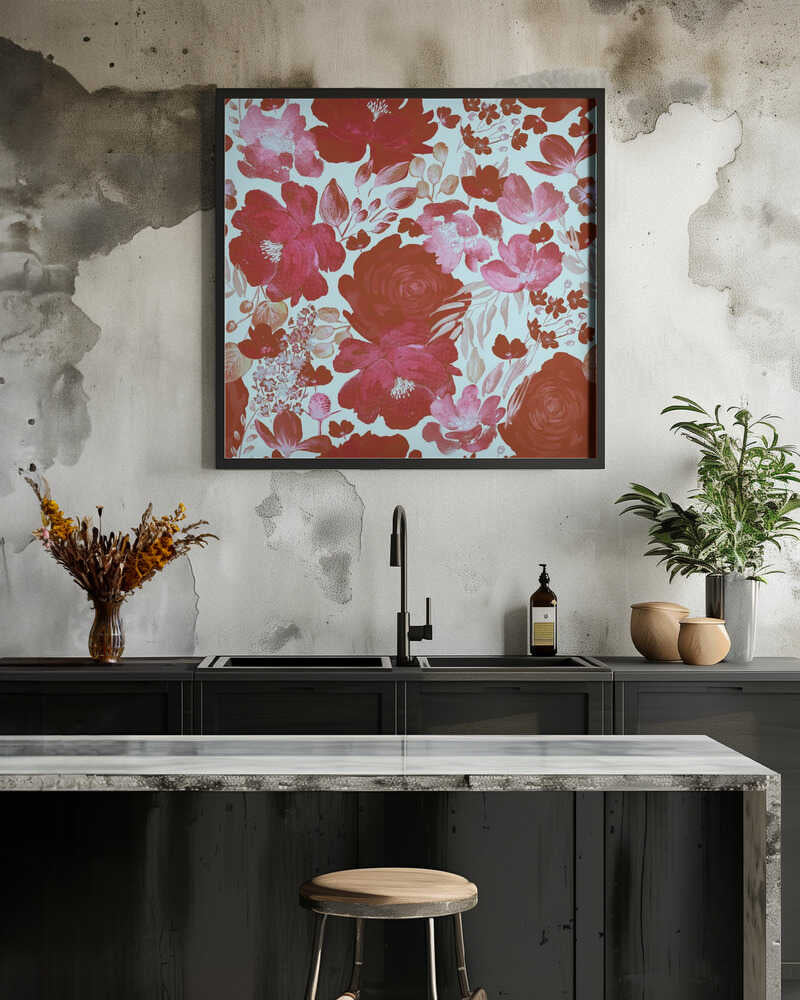 Floral Chaos Watercolor Pattern Red