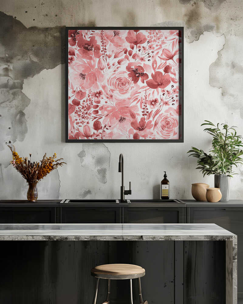 Floral Chaos Watercolor Pattern Red