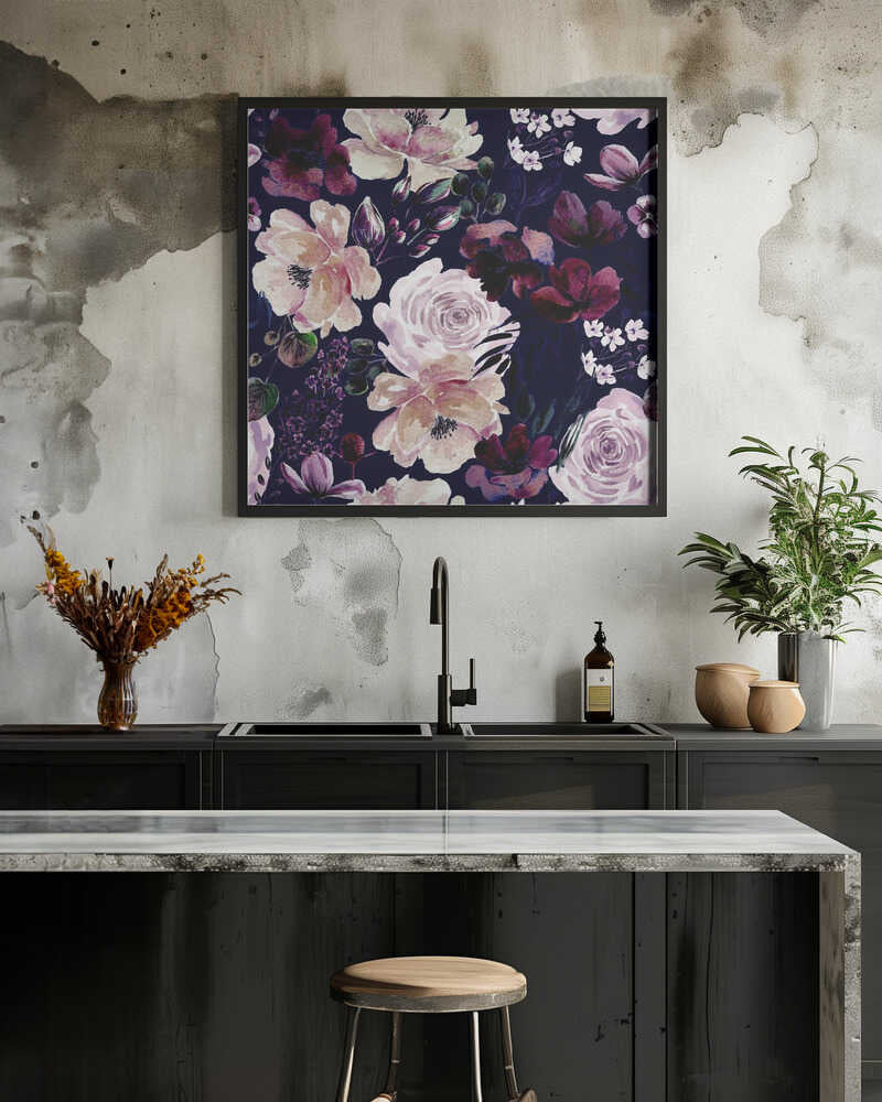 Floral Chaos Watercolor Pattern Dark