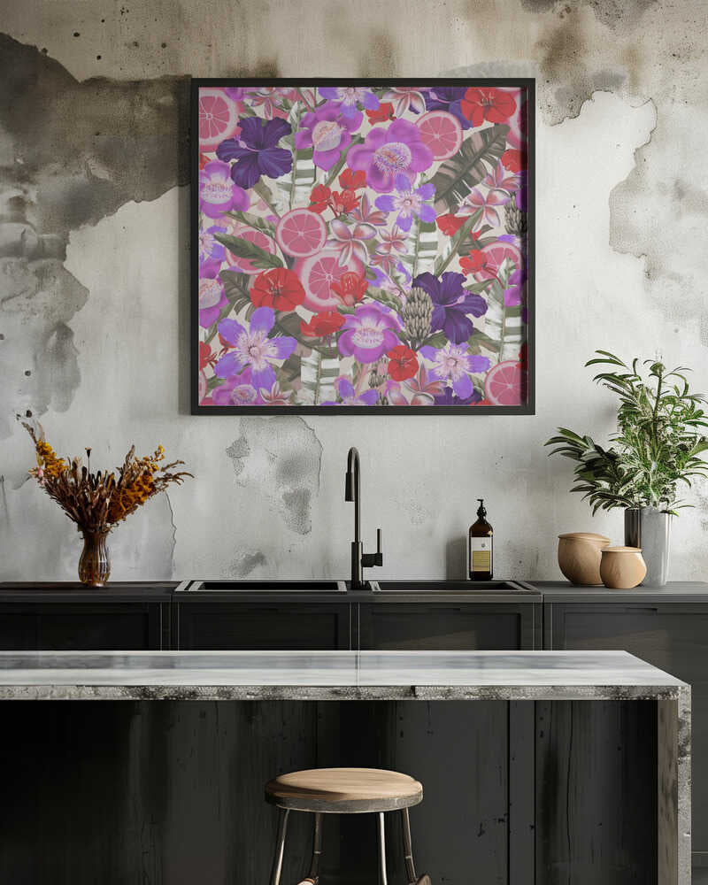 Flowes and Fruits Pattern Black