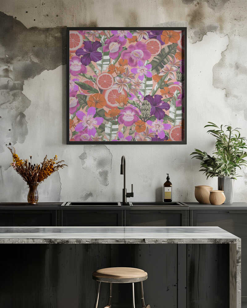 Flowes and Fruits Pattern Black