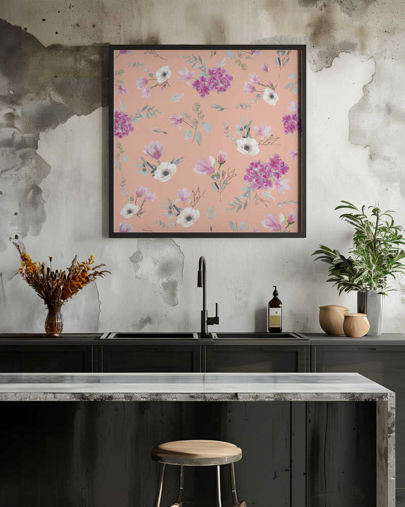 Floral Bouquets Pattern Coral and Pink