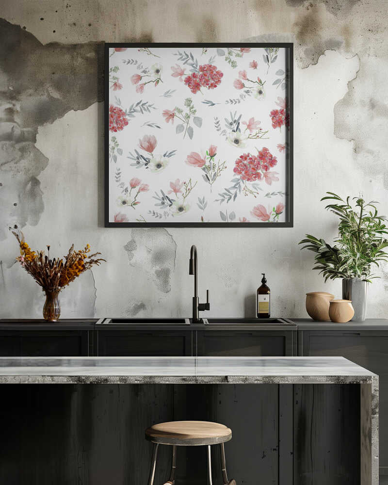 Floral Bouquets Pattern Red and White