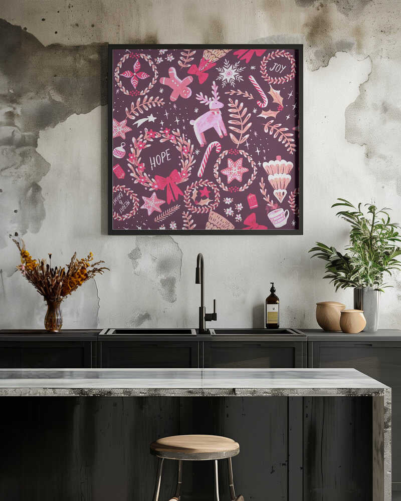 Magical Christmas Black Pattern