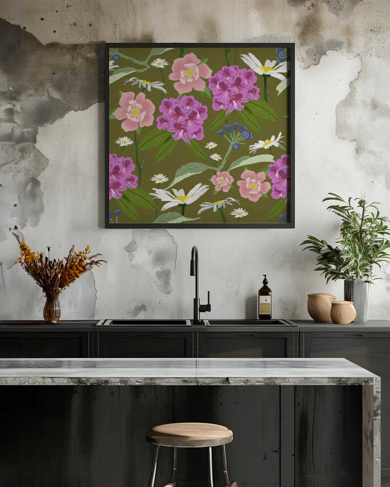 Rhododendrons and daisies