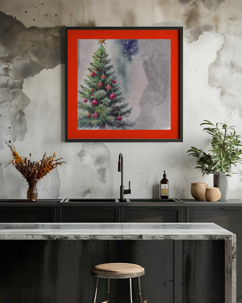 Winter Scene: Christmas Tree Vintage Style 1