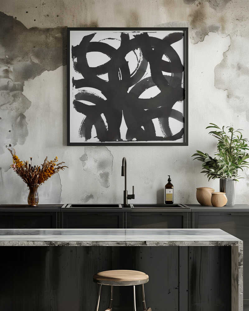 Black Ink Curls Print