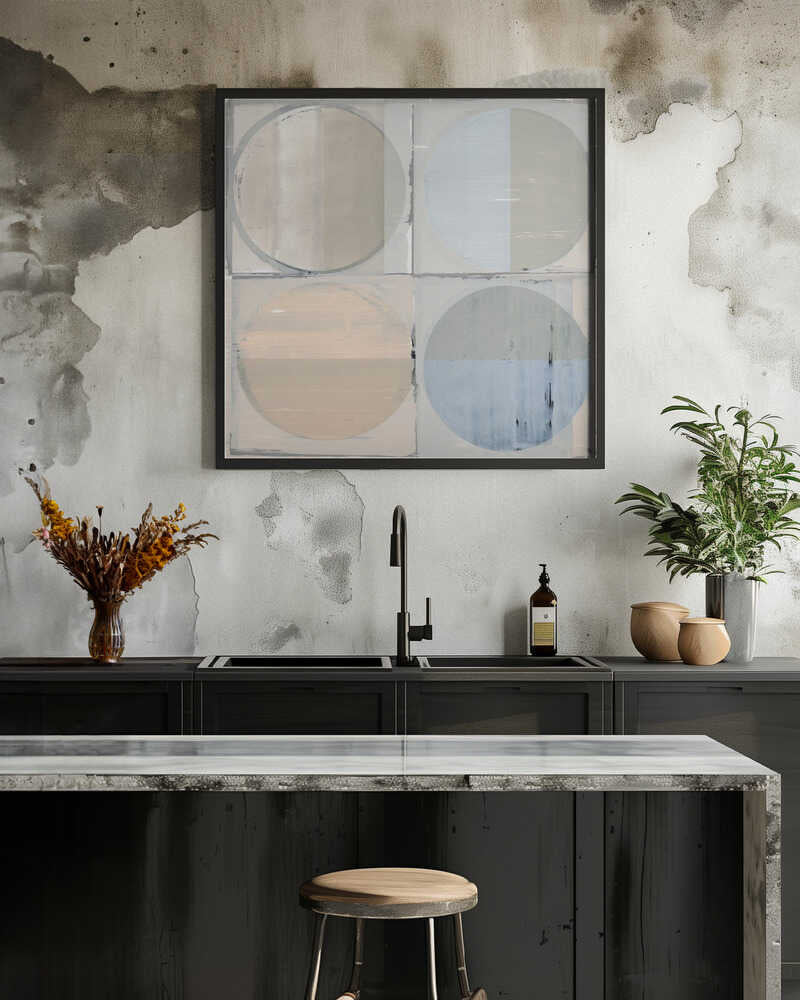 Four Circles and Squares Art Print 1