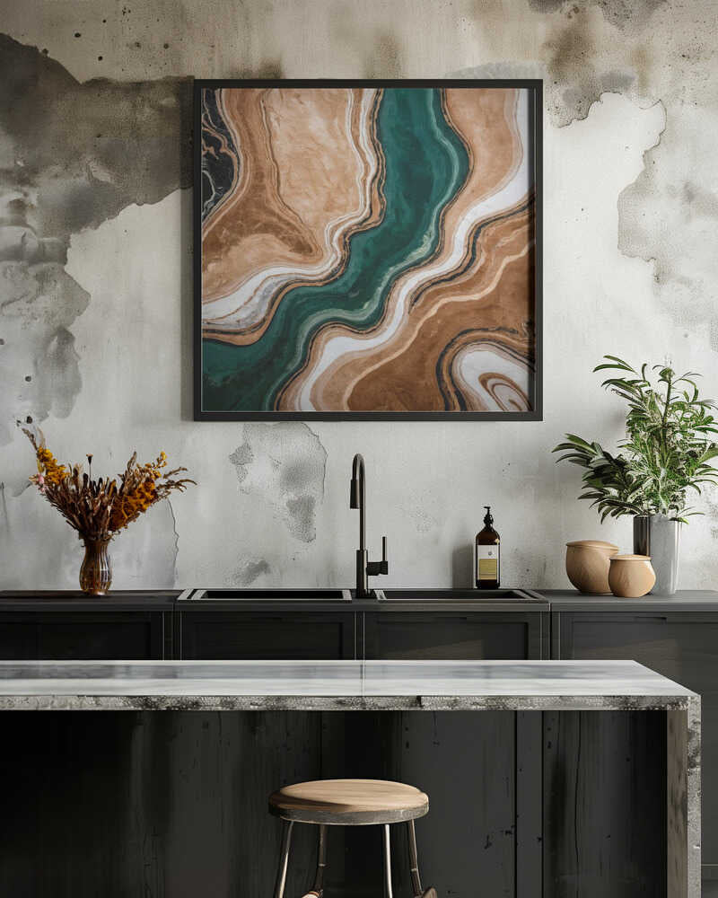 Wavy Patterns In Earth Tones And Teal