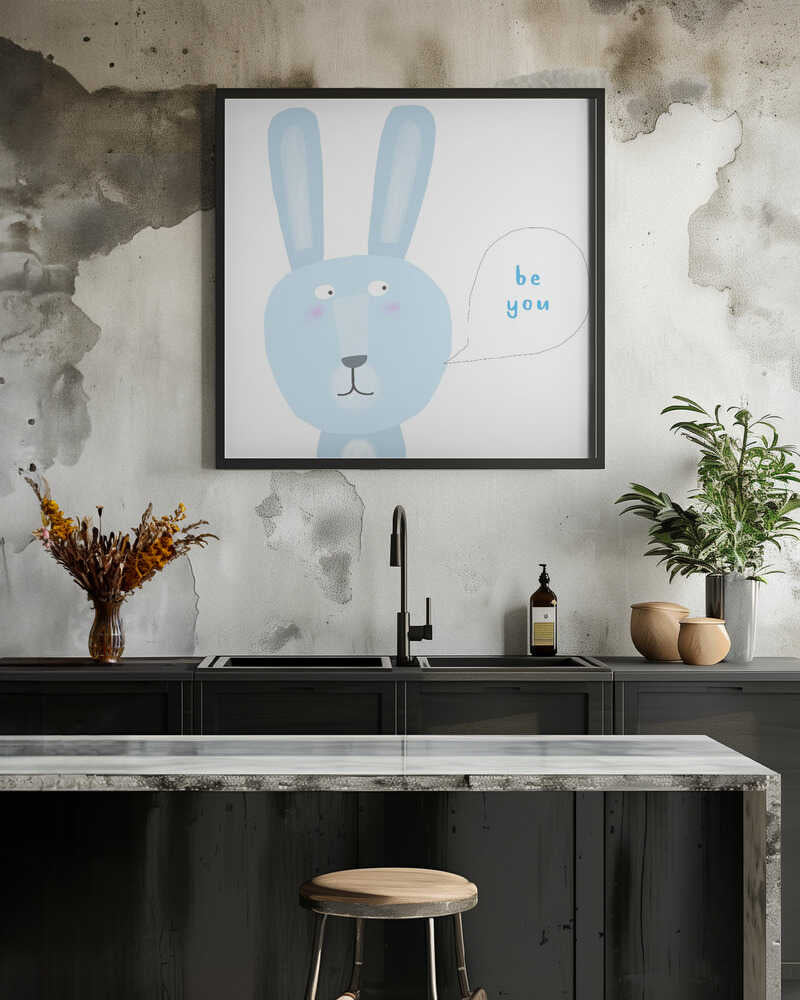 Be You! Blue / Grey Rabbit with Positive Quote by Carla Daly