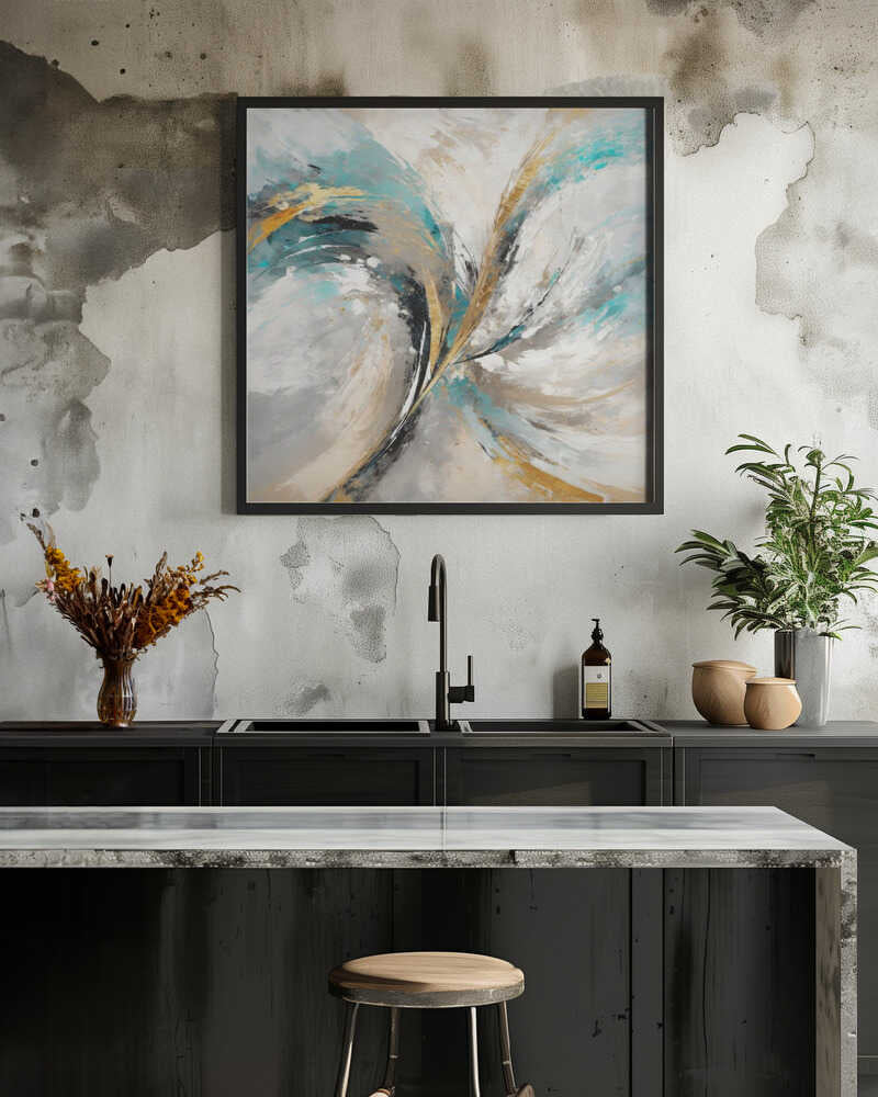 Abstract Painting with Swirling colorful Brushstrokes