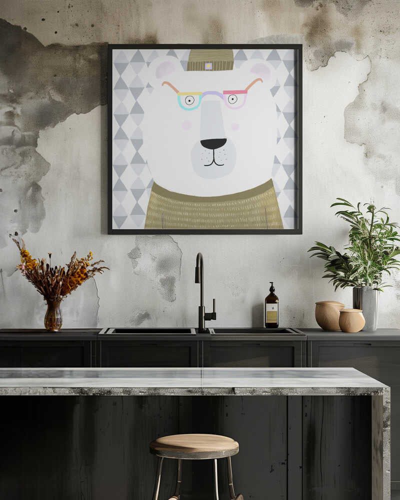 Cute Polar Bear With Warm Wooly Hat by Artist Carla Daly