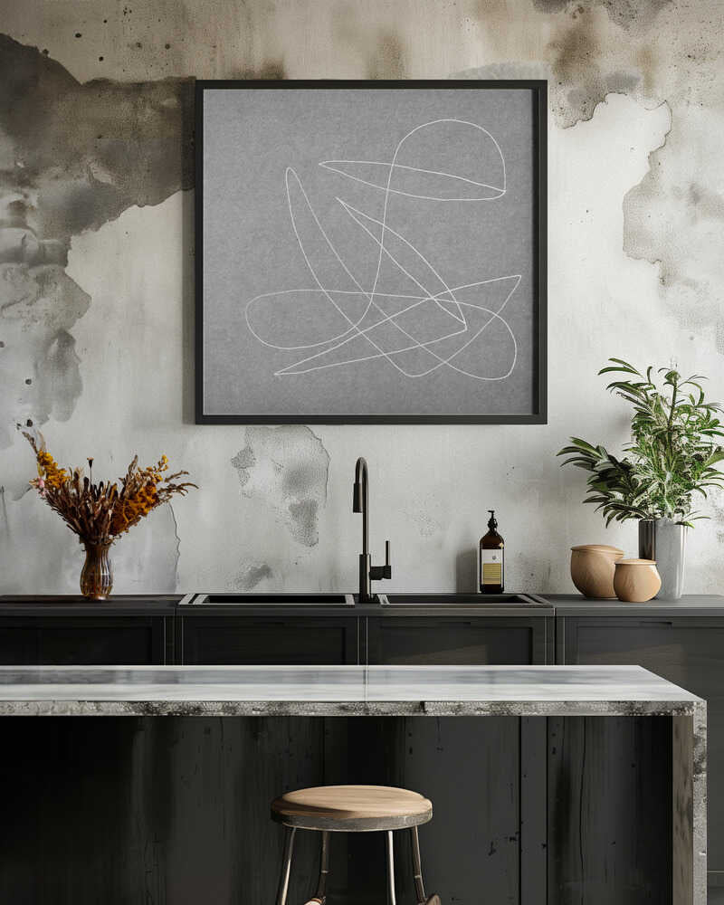 Abstract White Lines On A Gray Background