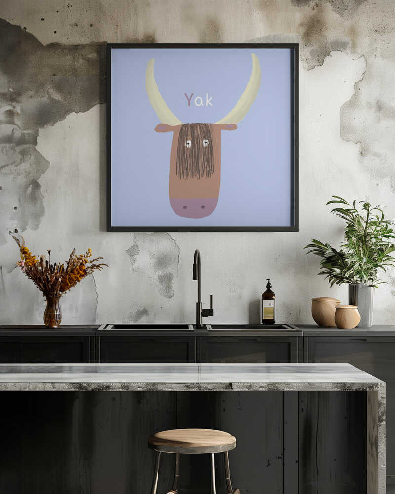 Stylized Yak Illustration With Large Horns