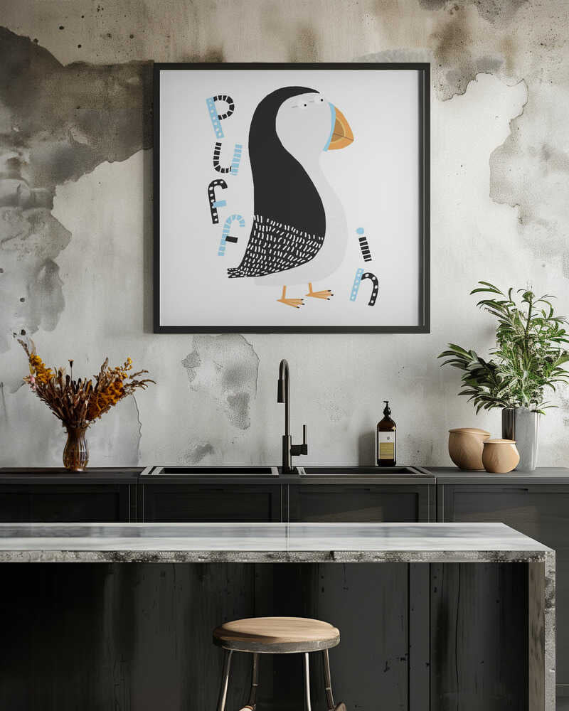 Cute Puffin with Typography by Artist Carla Daly