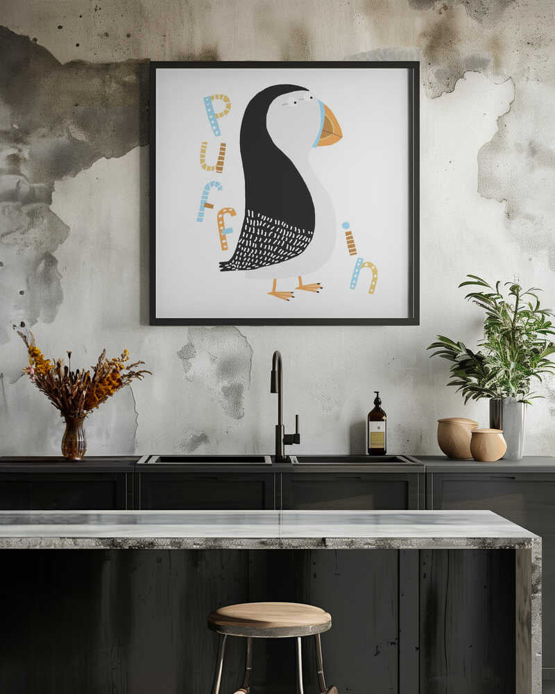 Cute Puffin with Typography by Artist Carla Daly