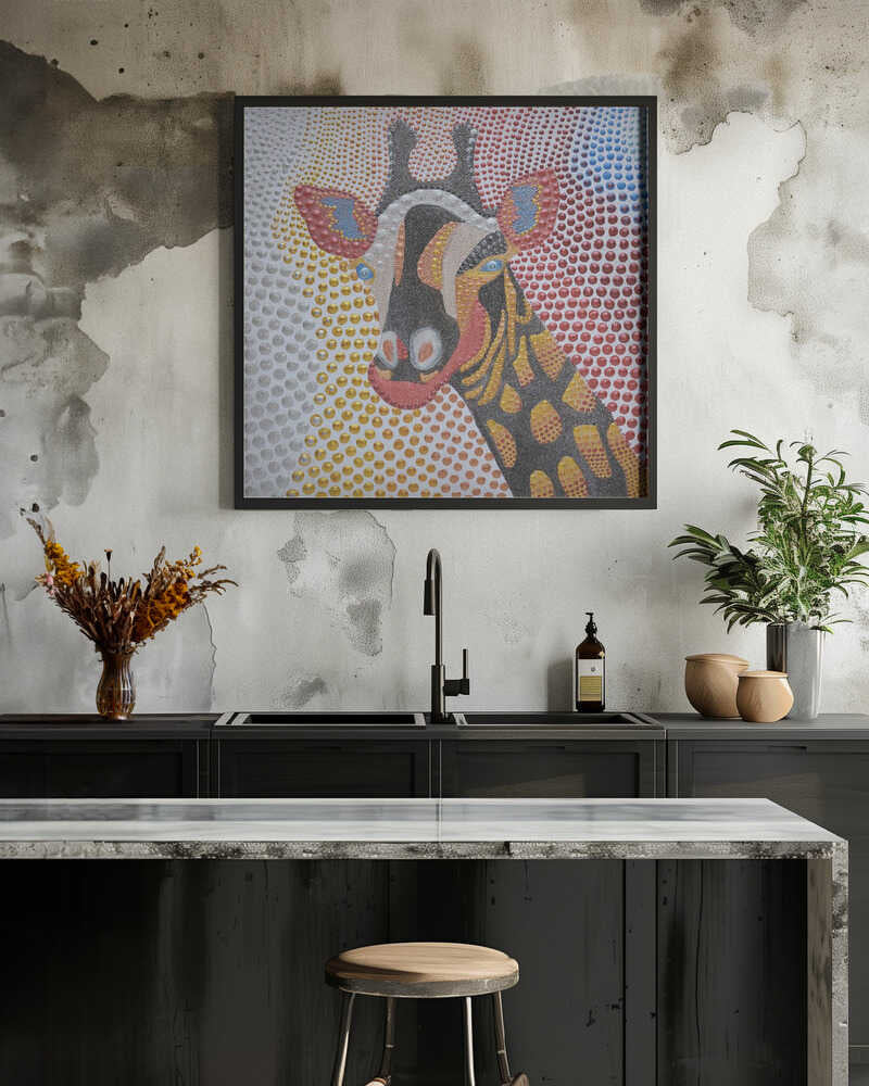 Stylized Giraffe In Pointillism Technique