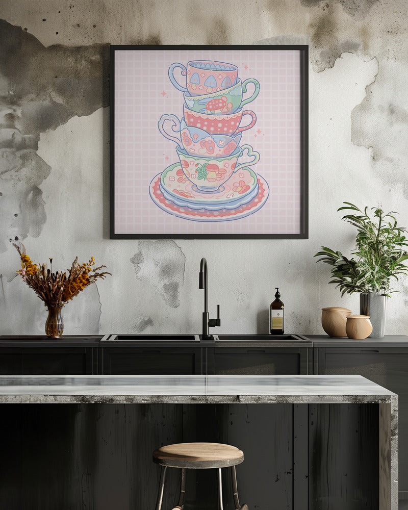 Teacup with Mushroom Patterns