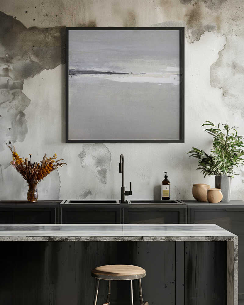 Serene Horizon with Soft Gray and White Tones