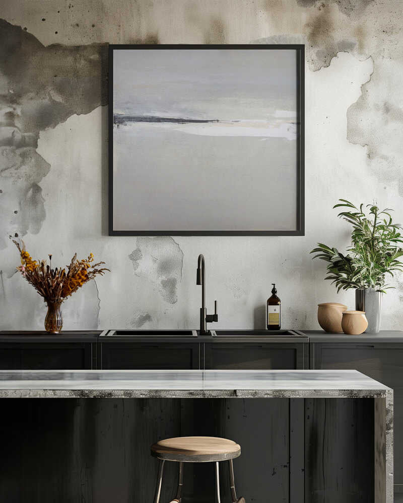 Serene Horizon with Soft Gray and White Tones