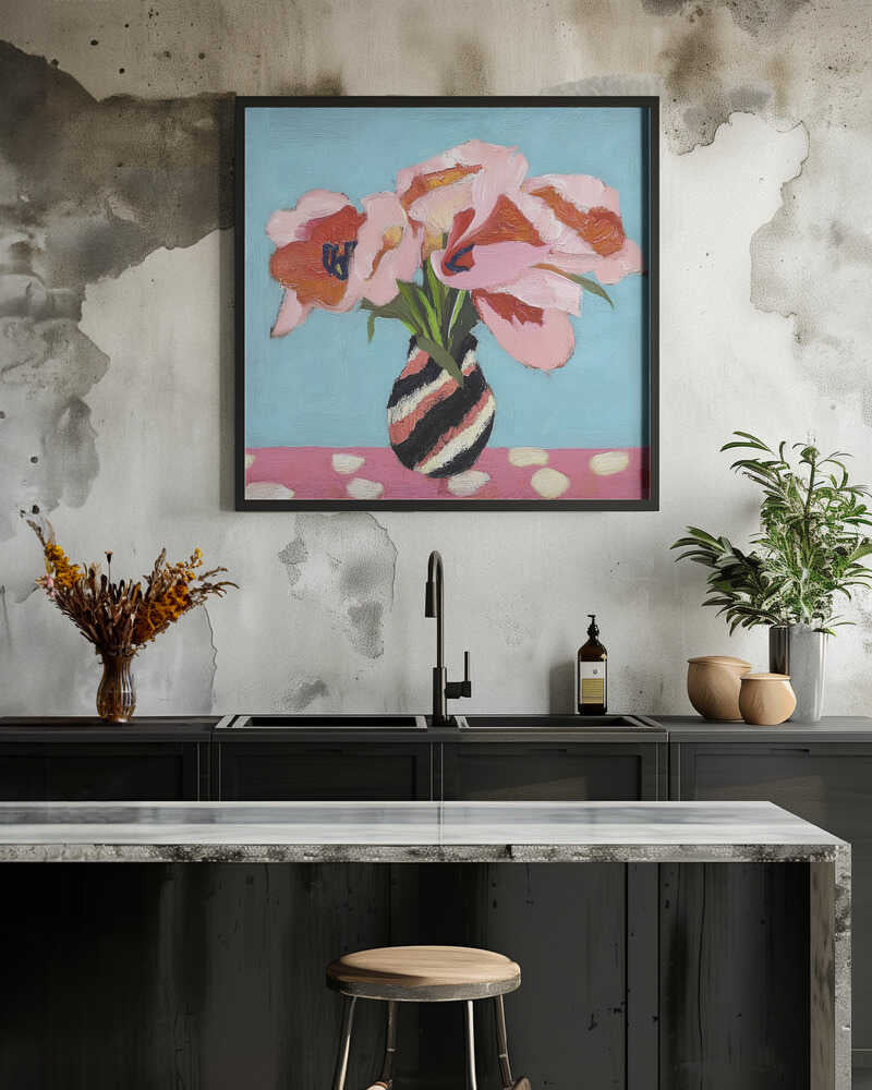 Pink Tulips In a Vase