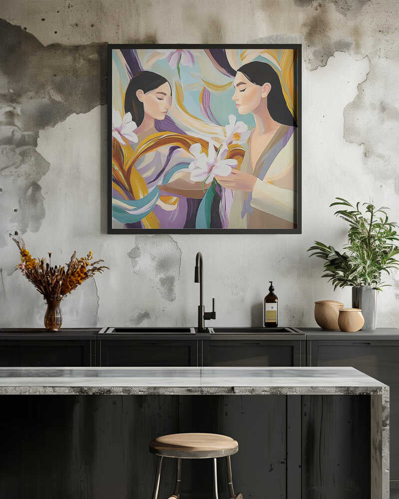 Two Women Holding Flowers