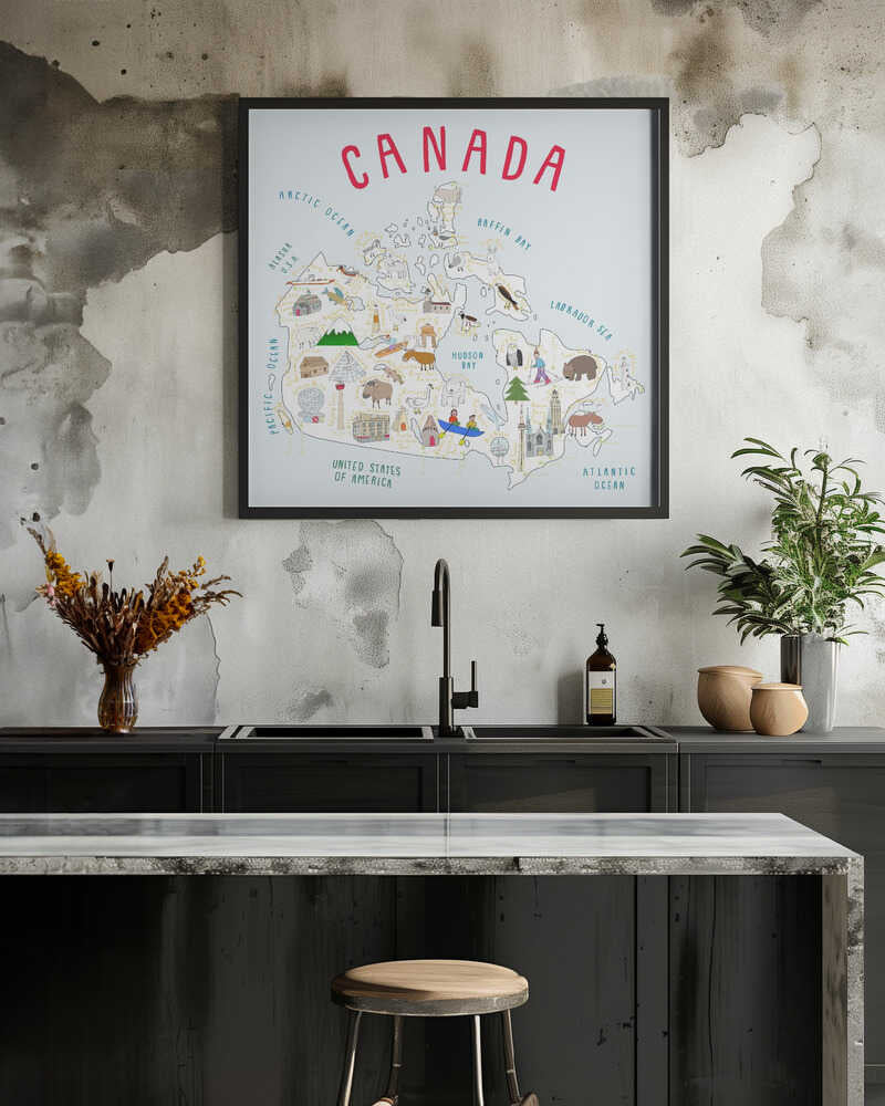 Illustrated Map of Canada with Cute Animals