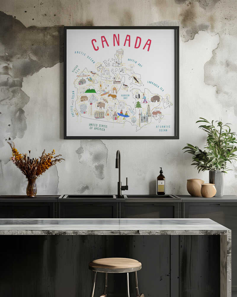 Illustrated Map of Canada with Cute Animals