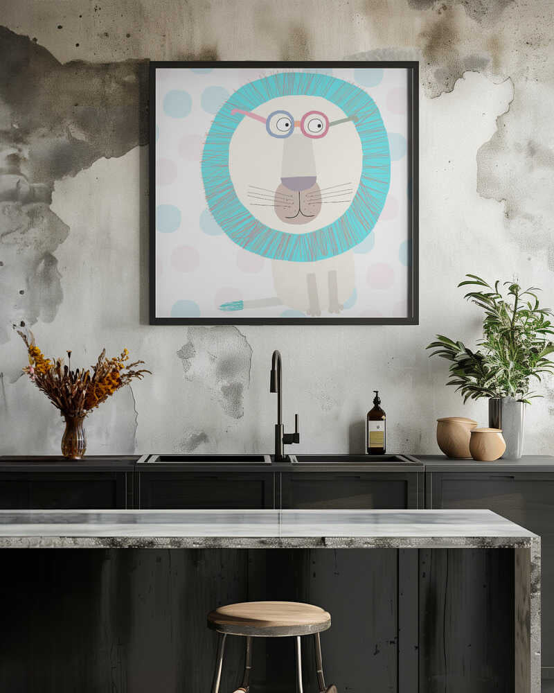 Fun Lion with Electric Blue Mane