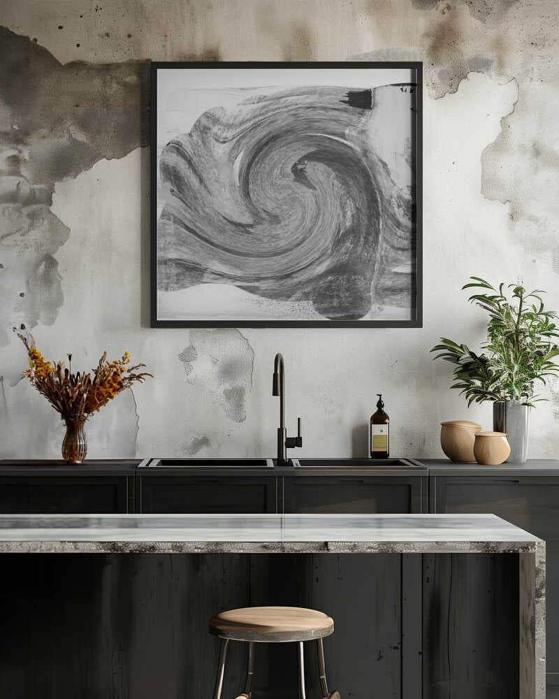 Swirl of Silence: A Monochromatic Abstract Vortex