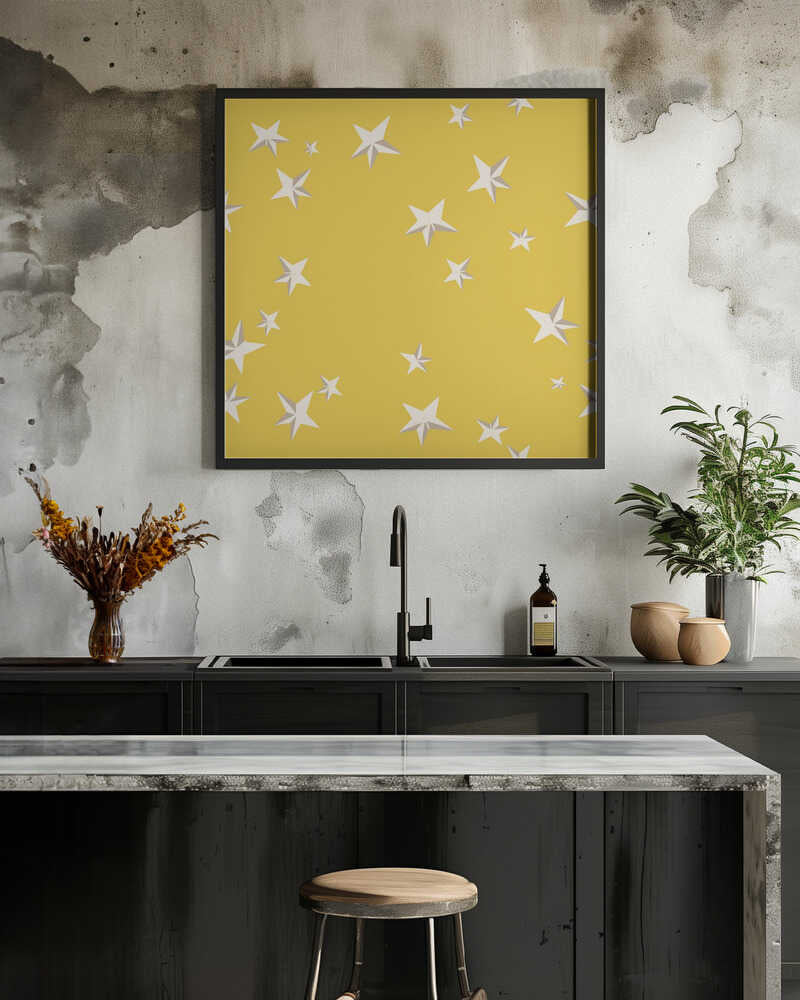 Festive winter stars golden yellow pattern