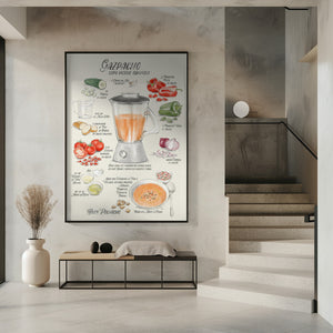Art Prints of Gazpacho illustrated recipe in Spanish