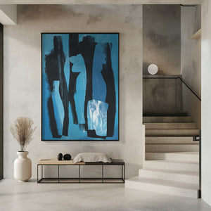 Art Prints of Stii life Vases silhouette in blue Art Print