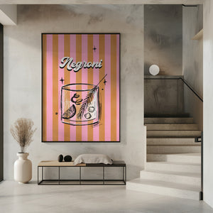 Art Prints of Negroni Drink on Stripes