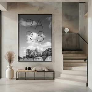 Art Prints of PARIS Cathedral Notre-Dame | Text & Skyline
