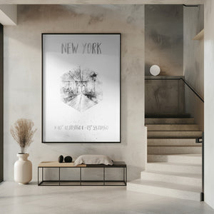 Art Prints of Coordinates NYC Brooklyn Bridge | monochrome watercolor
