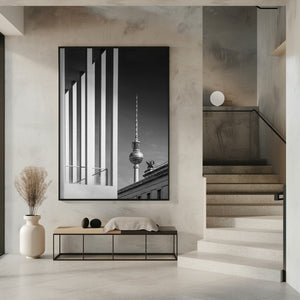 Art Prints of BERLIN MONOCHROME Television Tower & Museum Island