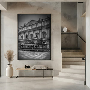 Art Prints of MILAN Teatro alla Scala & Tram - monochrome